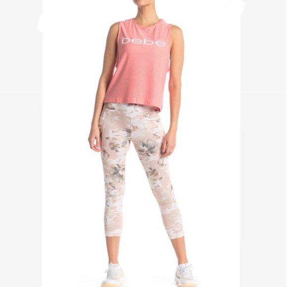 bebe Pants - Bebe floral wide waistband cropped leggings szM